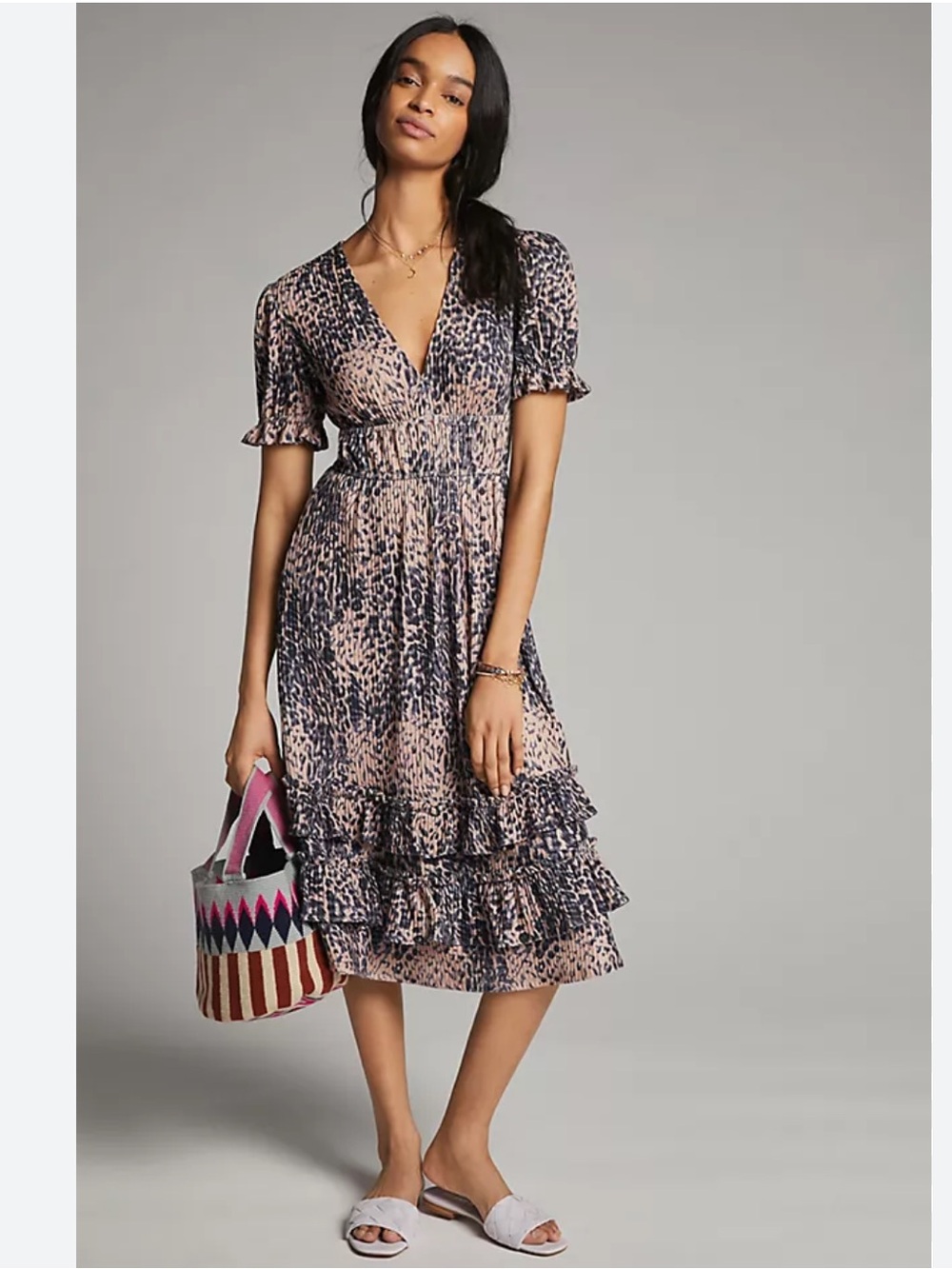 Hutch Adelia Ruffled Leopard Midi Dress